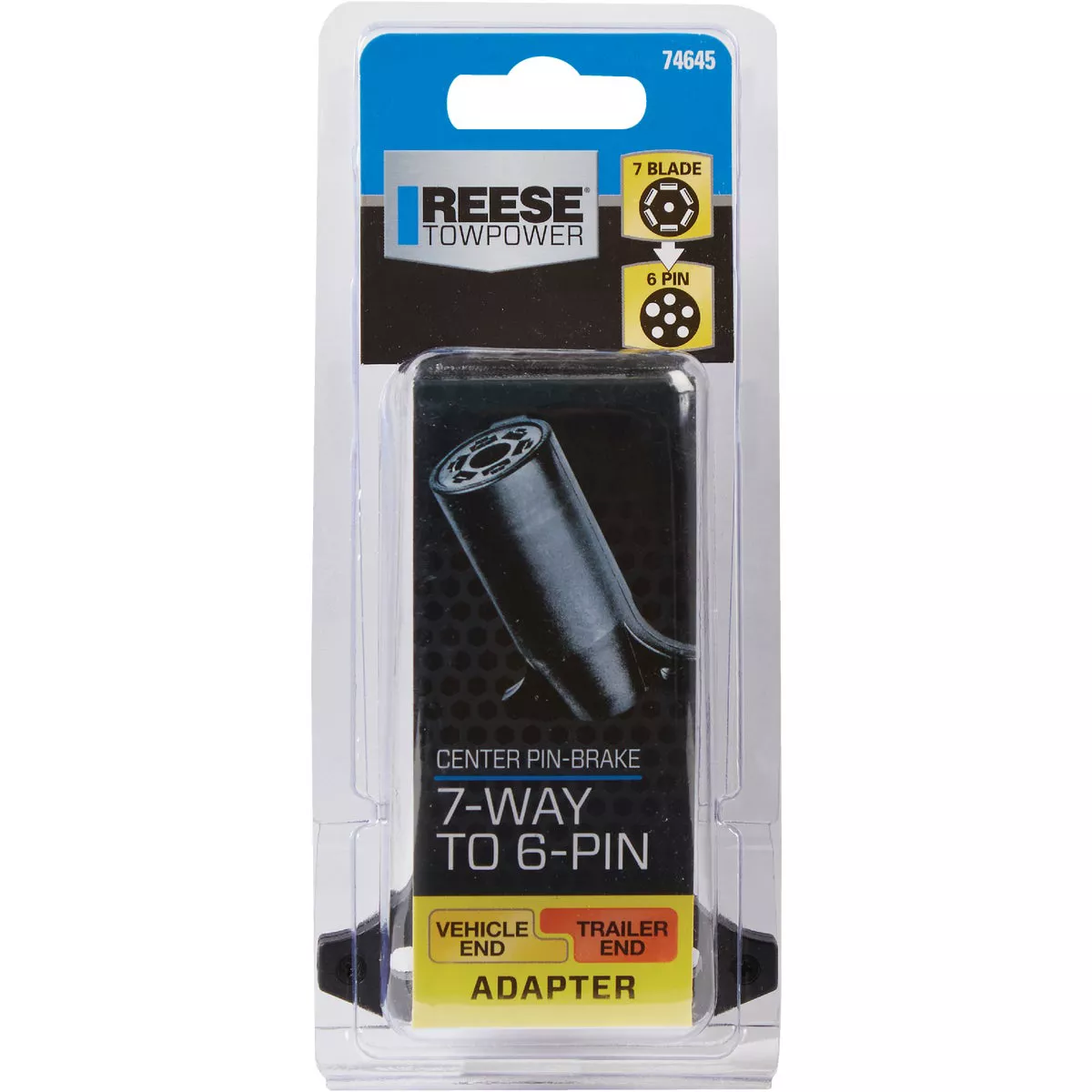 Reese Towpower 7-Blade to 6-Round Center Pin Brake Plug-In Adapter - photo 2