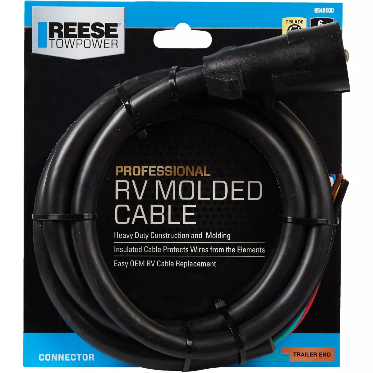 Reese Towpower Professional 7-Blade 6 Ft. Molded Cable Trailer Side Connector - photo 2