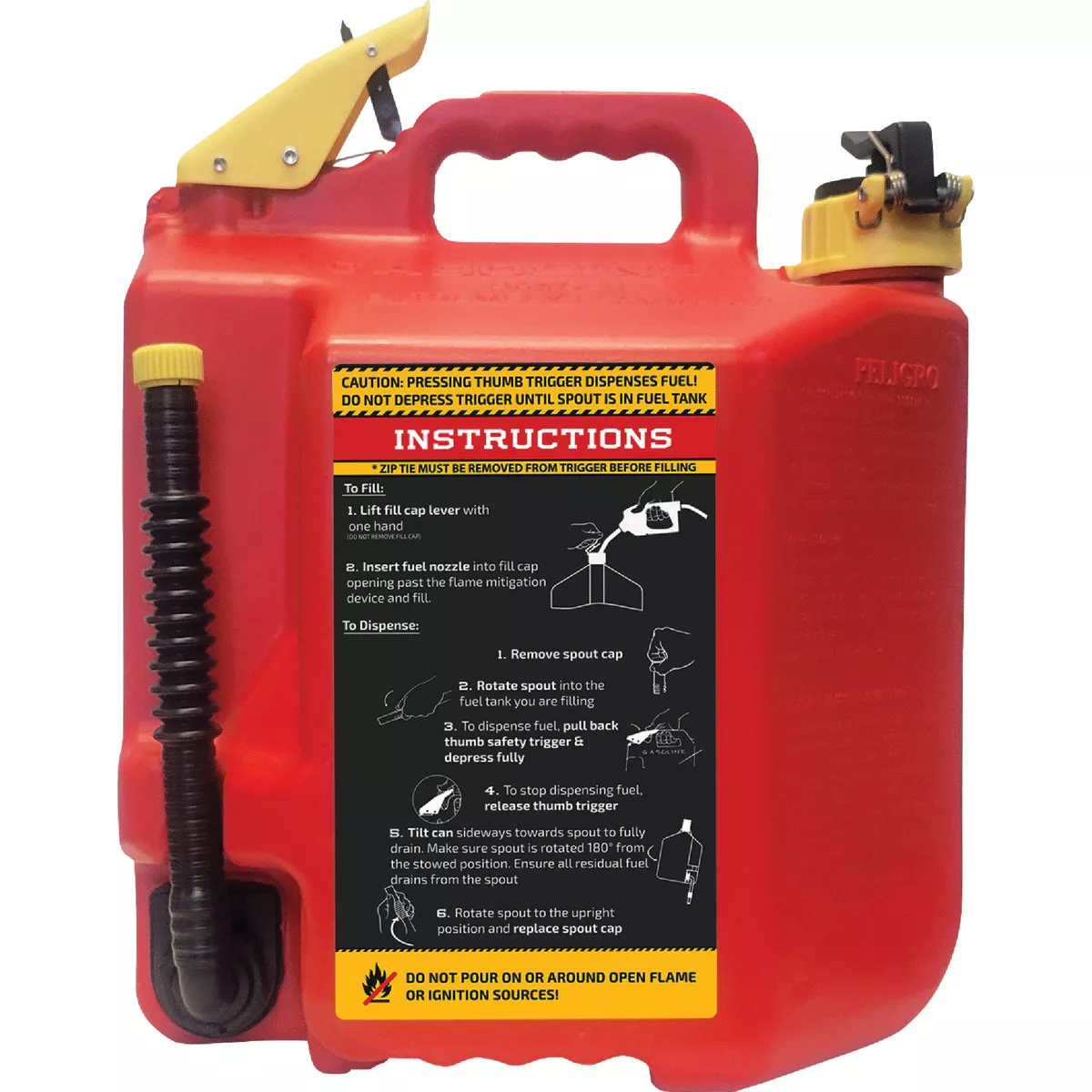 SureCan 5 Gal. Plastic Gasoline Safety Fuel Can, Red - photo 3