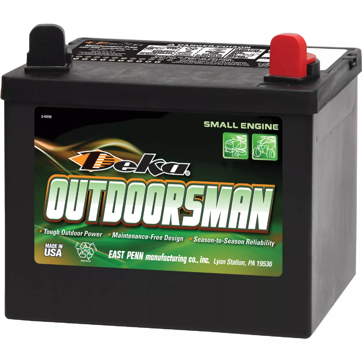 Deka Outdoorsman 12-Volt Lawn & Garden 300 CCA Small Engine Battery, Right Front Positive Terminal