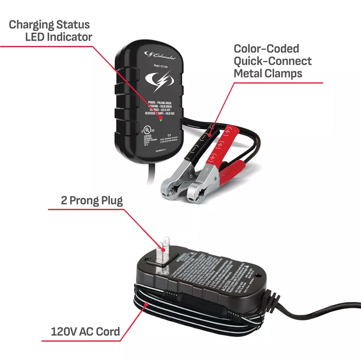 Schumacher Automatic 12V 0.75-Amp Auto Battery Charger - photo 3