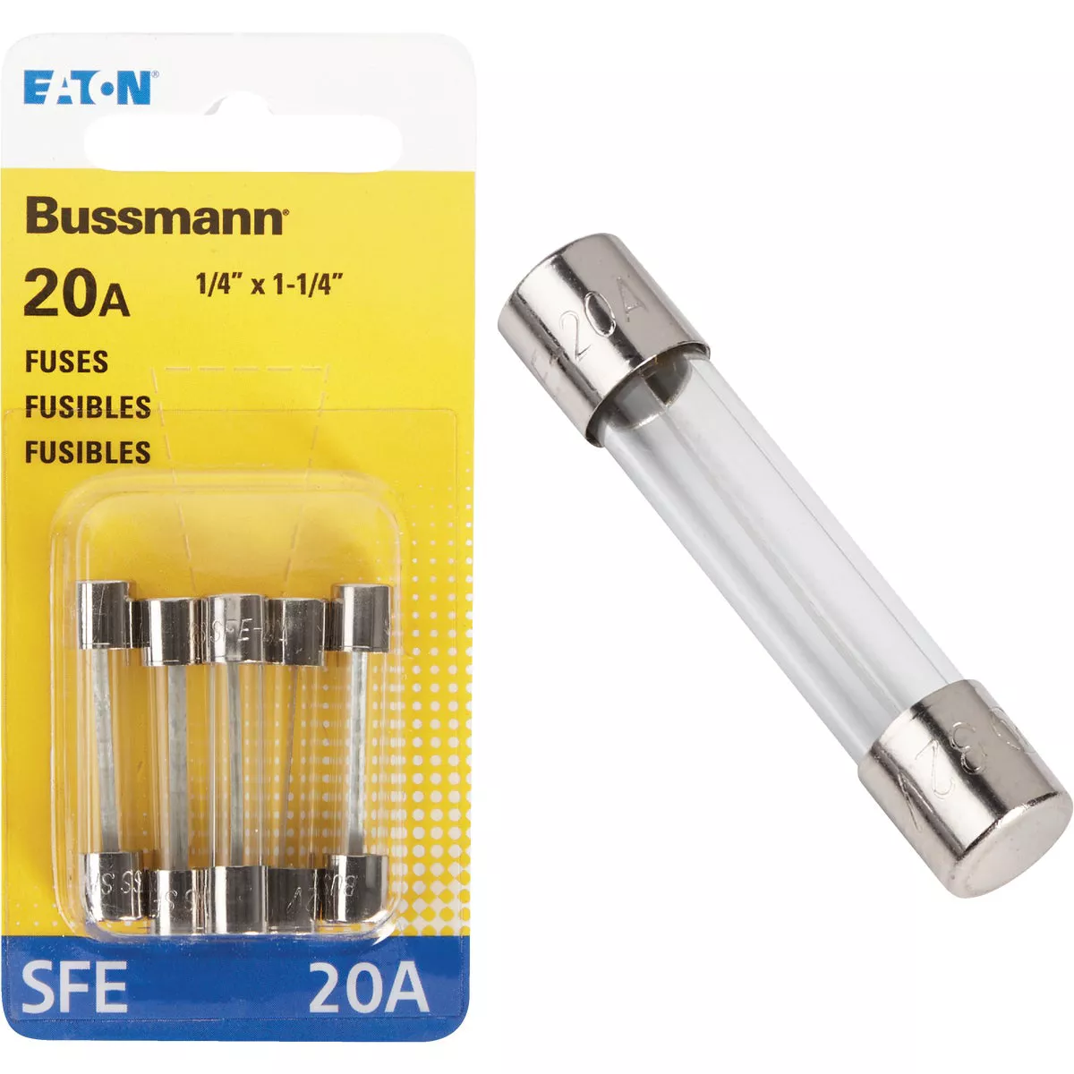 Bussmann 20A 32V SFE Glass Tube Automotive Fuse (5-Pack)