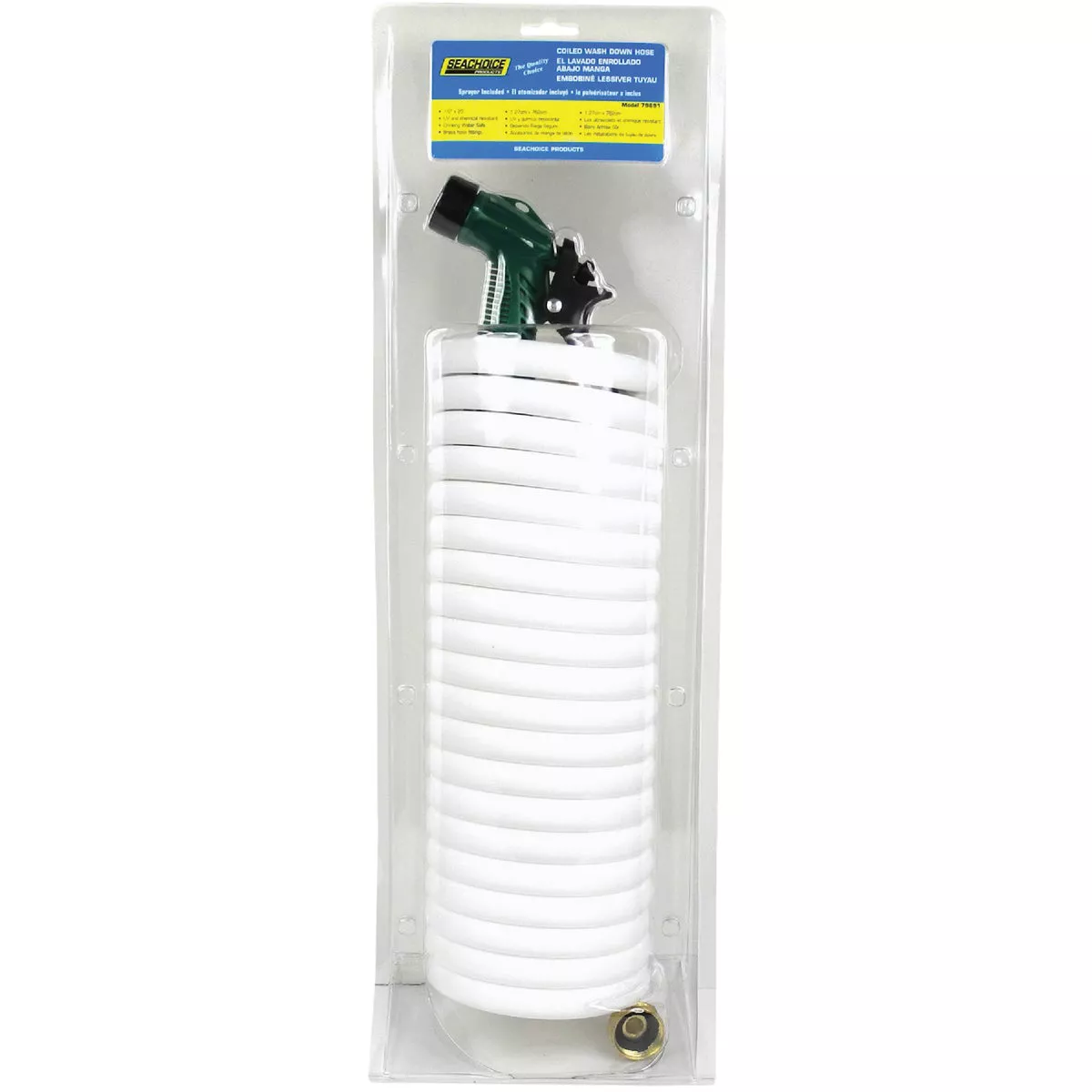 Seachoice 1/2 In. Dia x 25 Ft. L White Coiled Washdown Hose w/Sprayer and Fittings