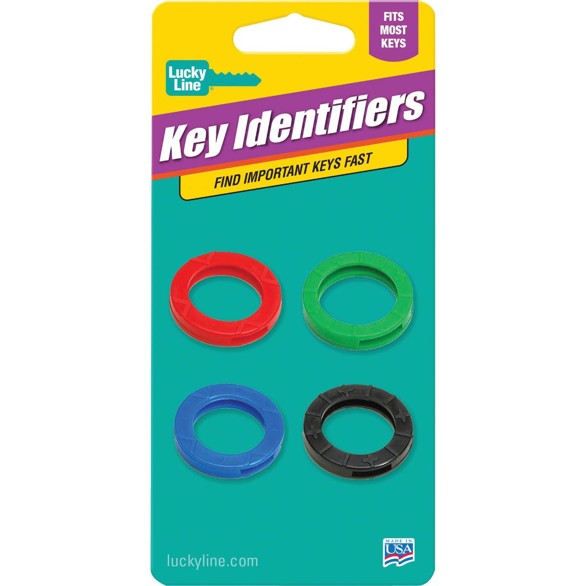 Lucky Line Vinyl Medium Size Key Identifier Ring, Assorted Colors (4 ...