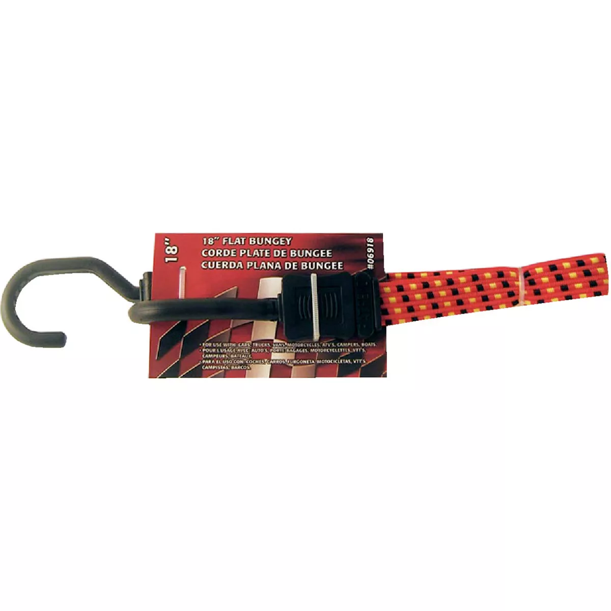 Erickson 3/4 In. x 18 In. Flat Bungee Cord, Red/Black