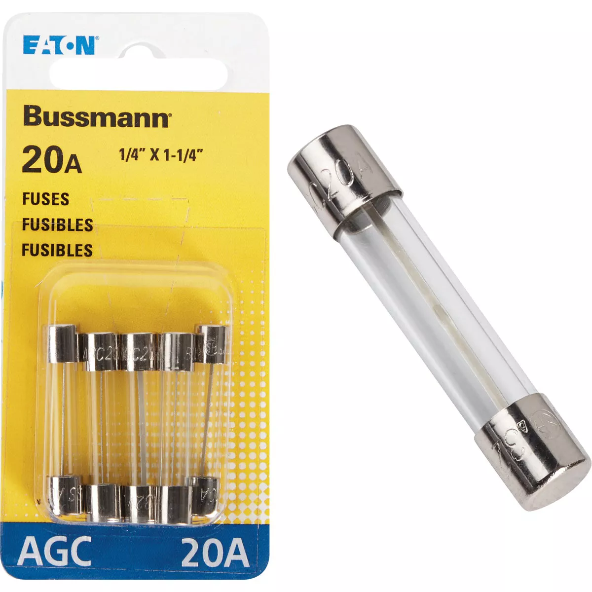 Bussmann 20A 32V AGC Glass Tube Automotive Fuse (5-Pack)