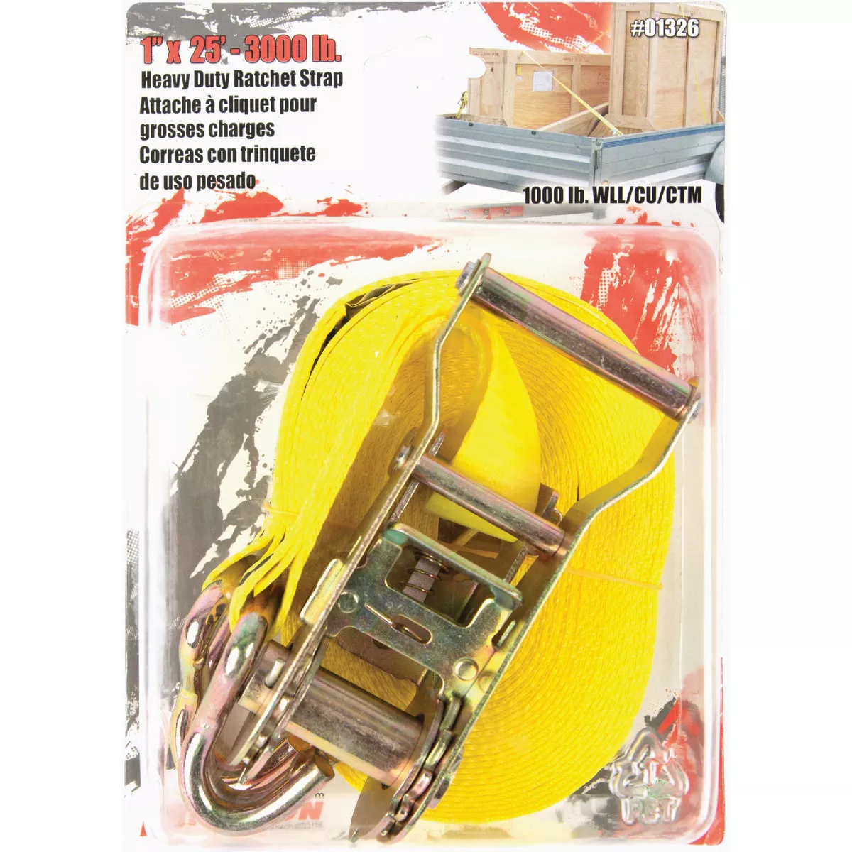 Erickson 1 In. x 25 Ft. 1000 Lb. Heavy-Duty Ratchet Strap - photo 2