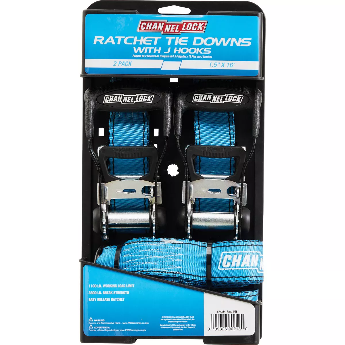 Channellock 1.5 In. x 16 Ft. Ratchet Tie Down With Hooks (2-Piece) - photo 2