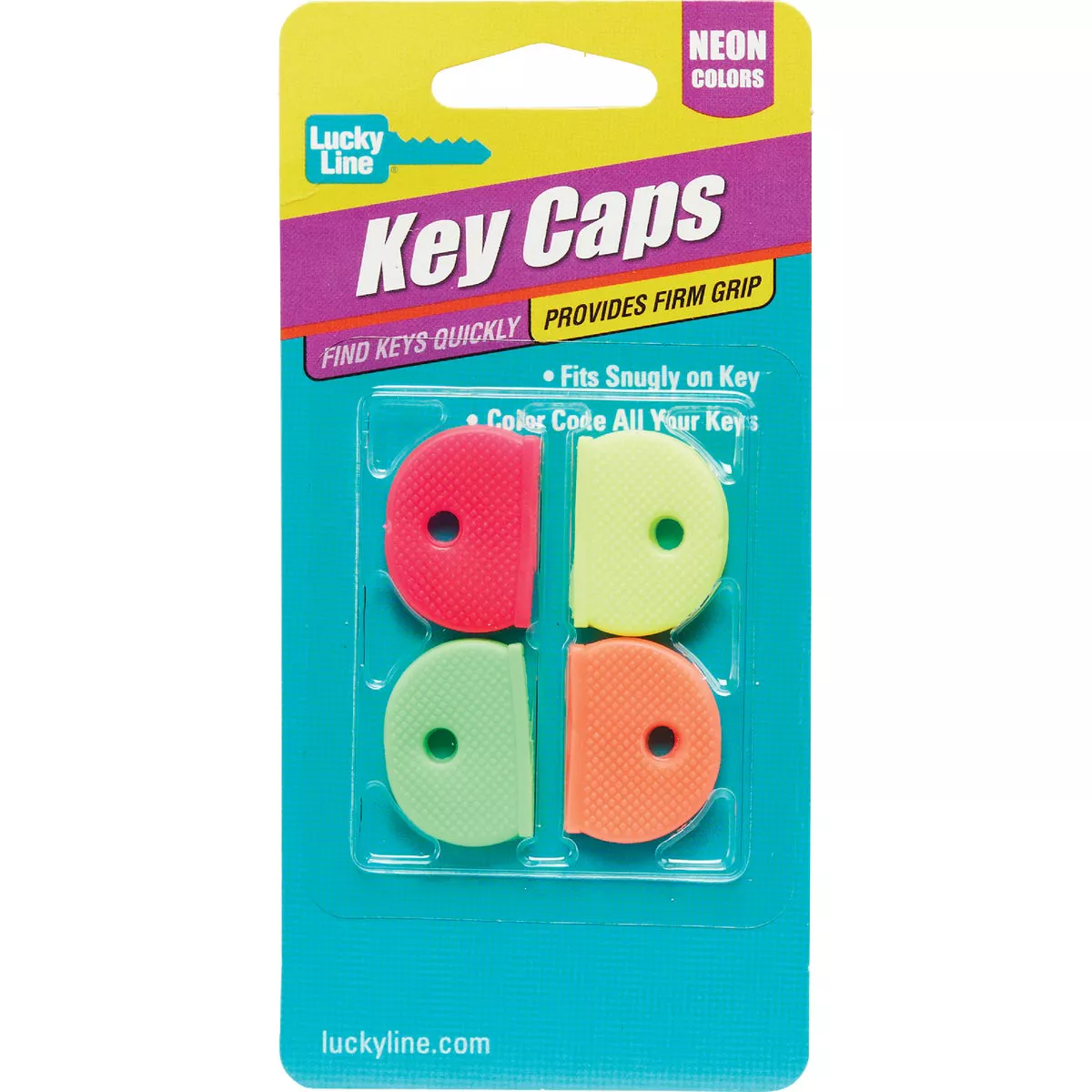 Lucky Line Vinyl Key Identifier Cap, Assorted Neon Colors (4-Pack) - photo 2