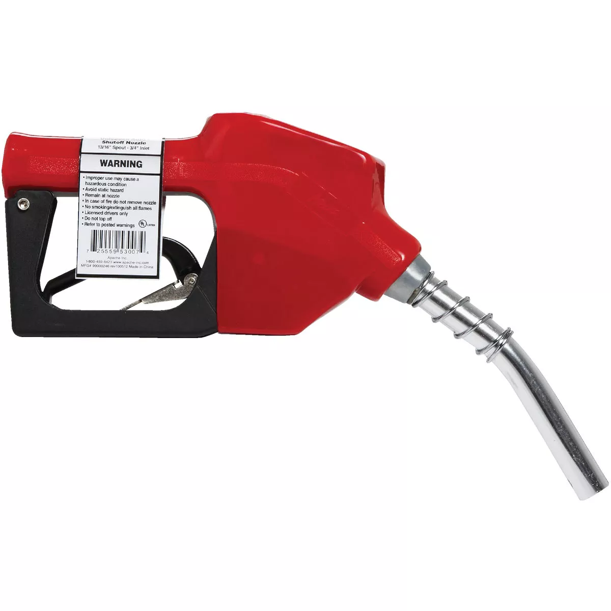 Apache 13/16 In. Spout Auto Shut-Off Unleaded Fuel Nozzle, Red - photo 2