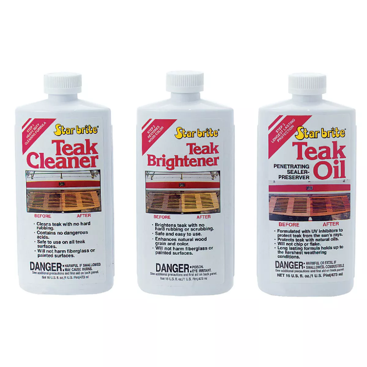 Star brite Teak Cleaner Care Kit, 16 Oz. (3-Pack)