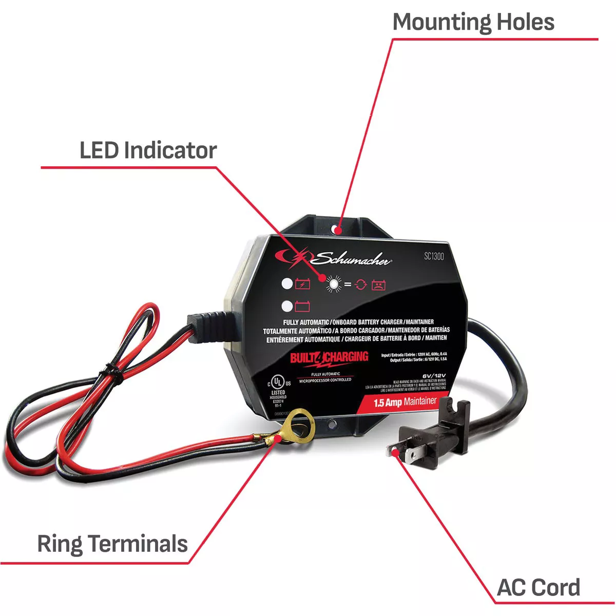 Schumacher Automatic 12V 1.5A Auto Battery Charger/Maintainer - photo 2