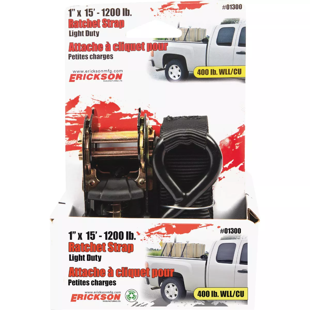 Erickson 1 In. x 15 Ft. 1200 Lb. Ratchet Strap with S-Hooks & Soft Grip Ratchet Handle - photo 3