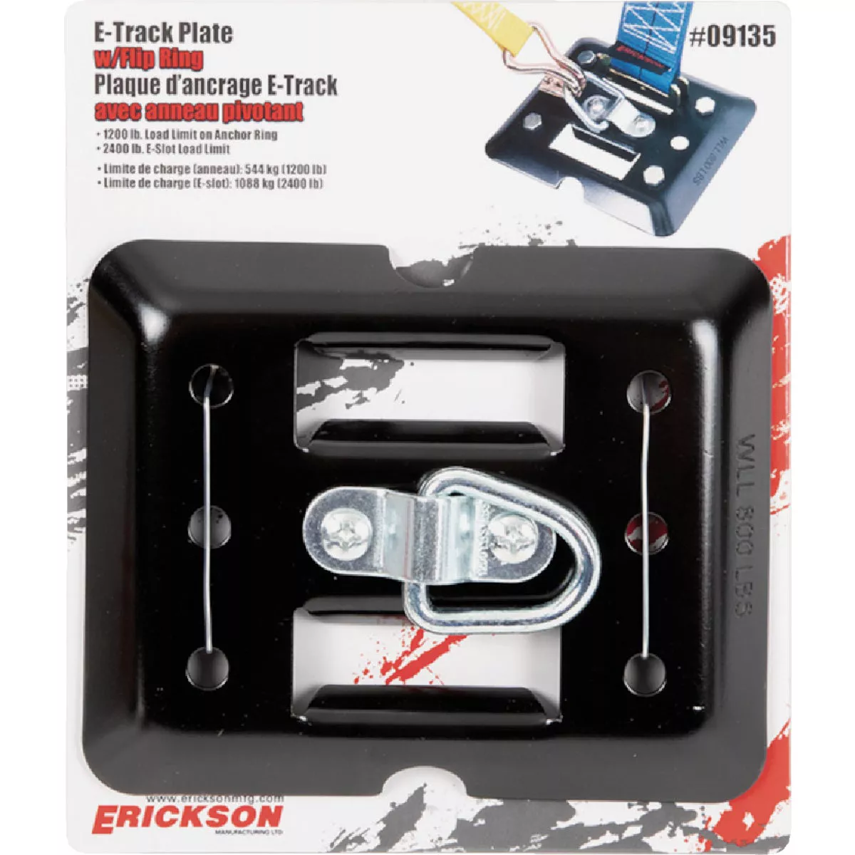 Erickson E-Track Plate Black with Center Flip Ring - photo 2