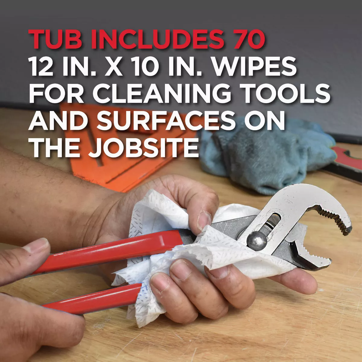 Hercules Multi-Purpose 12 In. x 10 In. Jobsite Wipes (70-Ct.) - photo 4