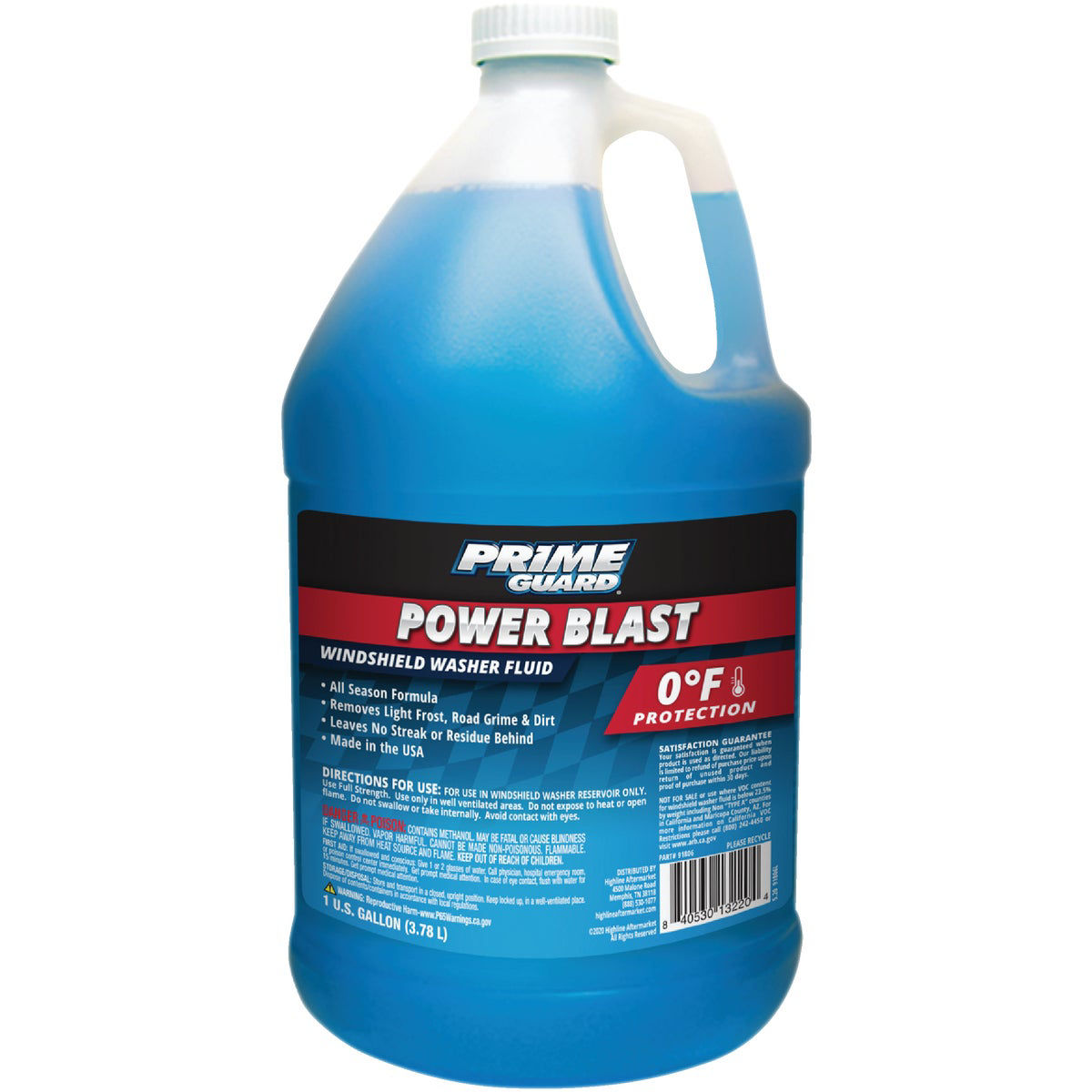 Prime Guard Power Blast 1 Gal. 0 Deg F Temperature Rating Windshield Washer Fluid with