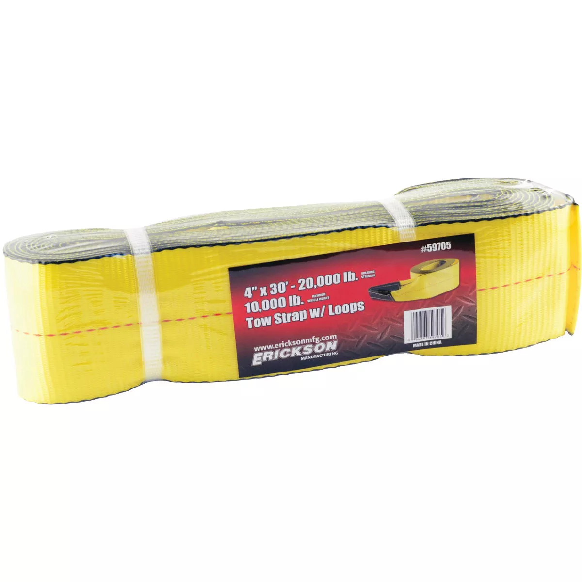 Erickson 4 In. x 30 Ft. 10,000 Lb. Safe Work Load Polyester Tow Strap with Loops, Yellow - photo 2