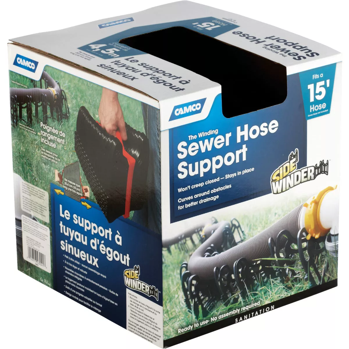 Camco 15 Ft. Sturdy, Lightweight Plastic Sidewinder RV Sewer Hose Support - photo 3