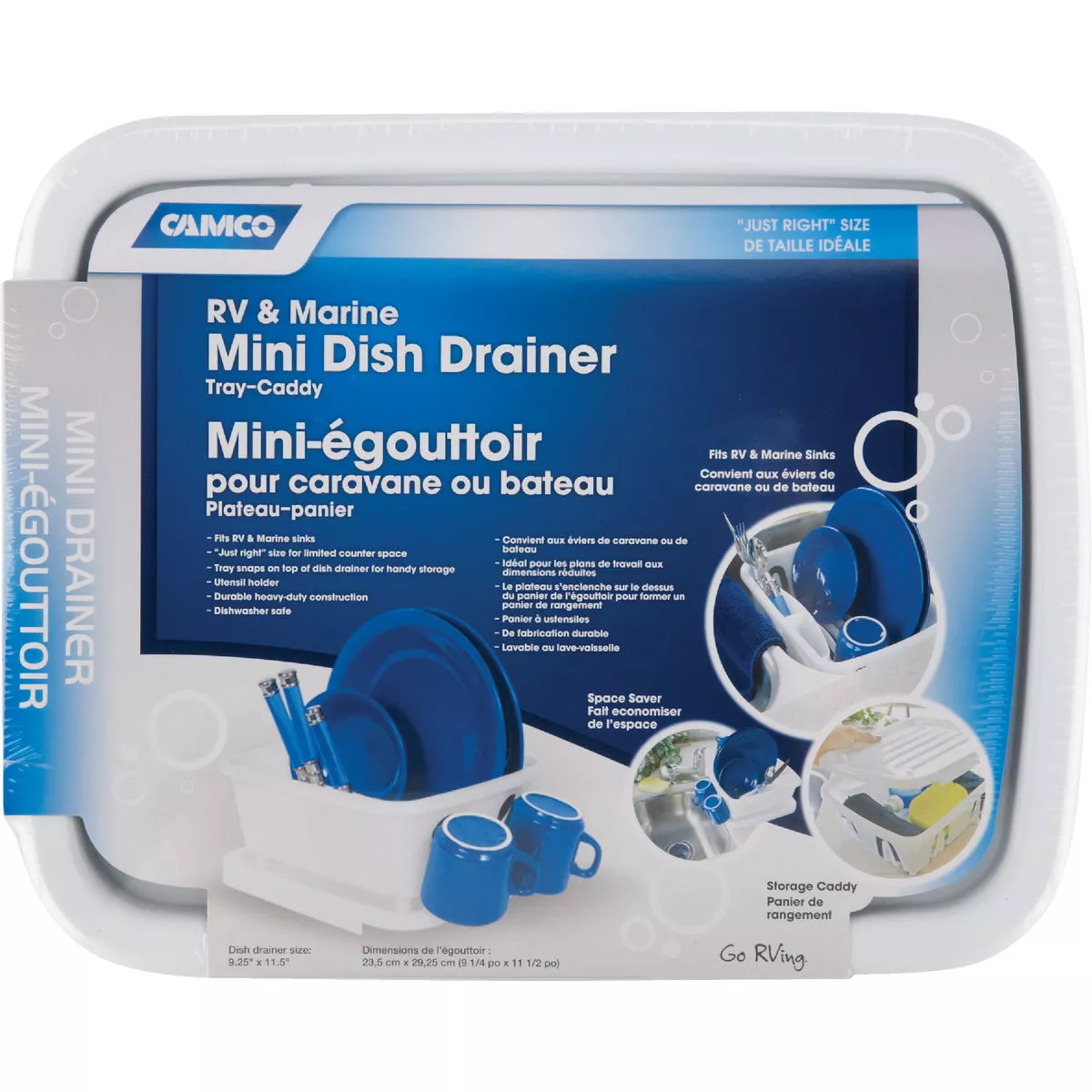 Camco Heavy-Duty Plastic 9.50 In. x 11.69 In. White RV Dish Drainer - photo 3