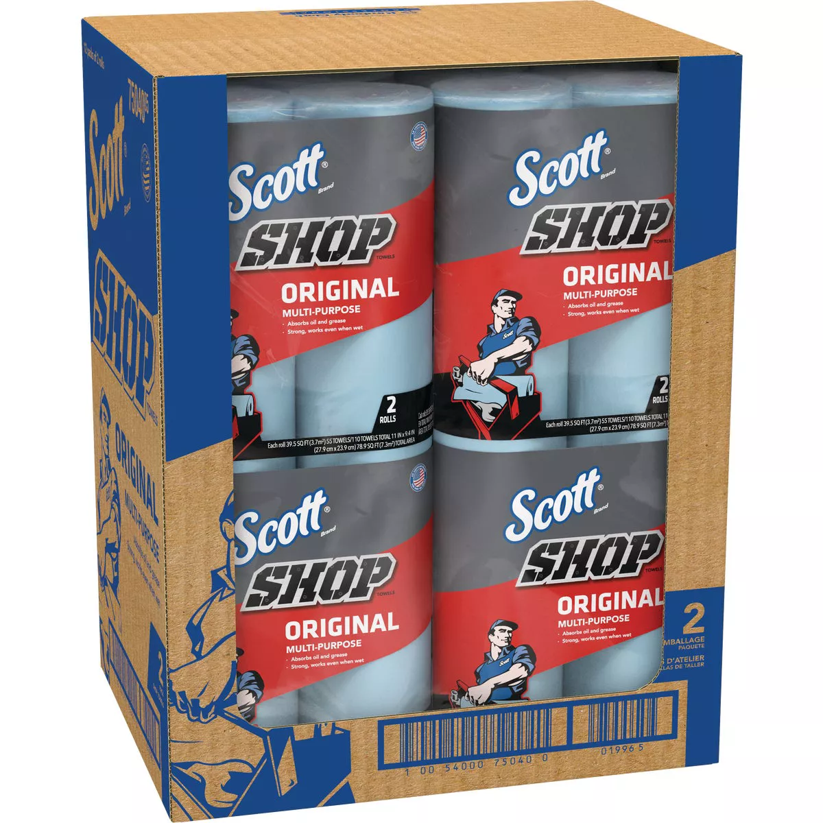 Scott 11 In. W x 9.4 In. L Disposable Original Shop Towel, (2-Roll/110-Sheets) - photo 2