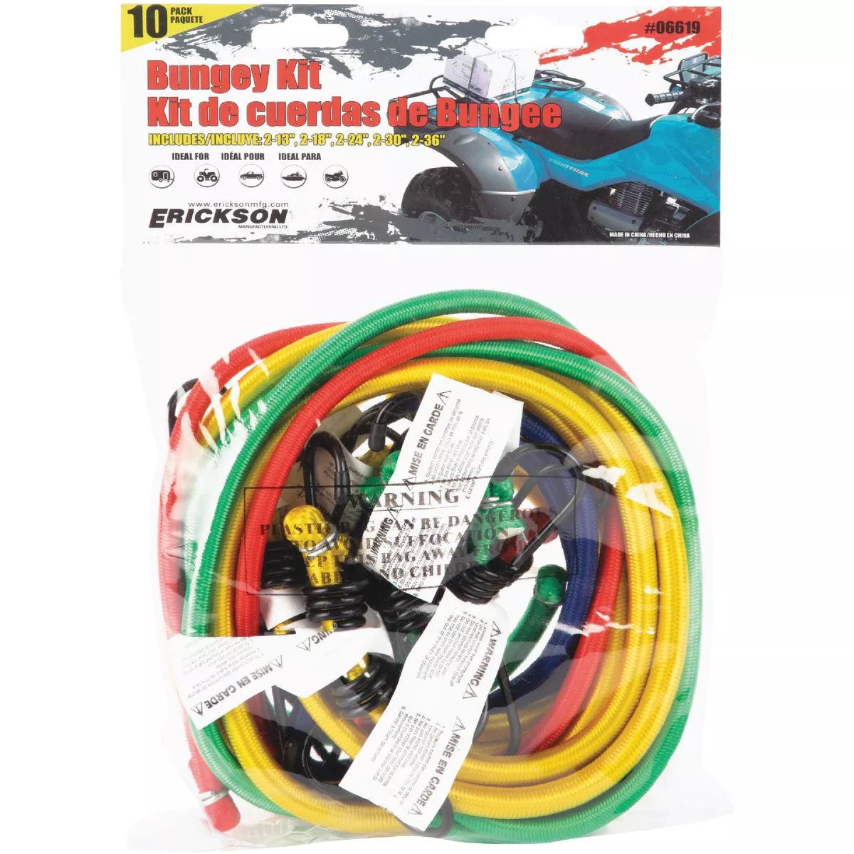 Erickson Assorted Vinyl Coated Wire Bungee Cord Set - photo 2