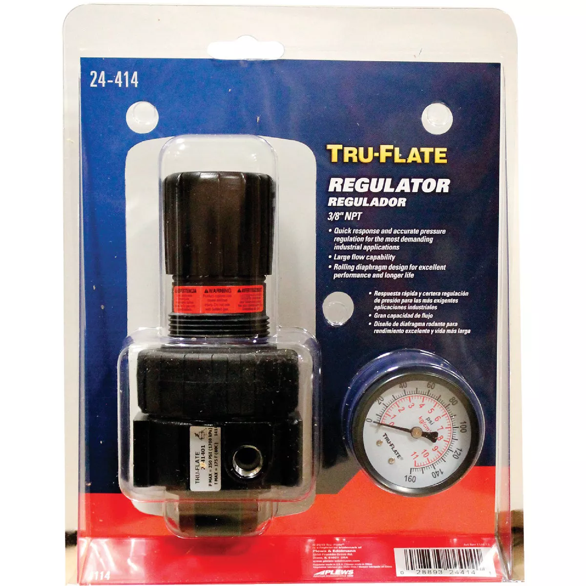 Tru-Flate 3/8 In. FNPT 250 PSI 65 CFM Compact Pressure Regulator - photo 2