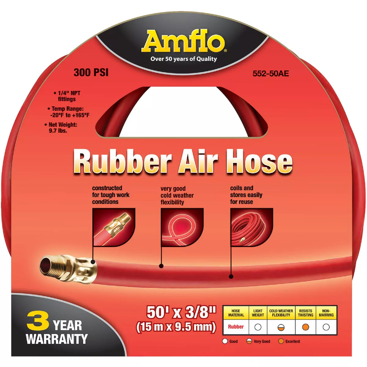 Amflo 3/8 In. x 50 Ft. Rubber Air Hose - photo 2