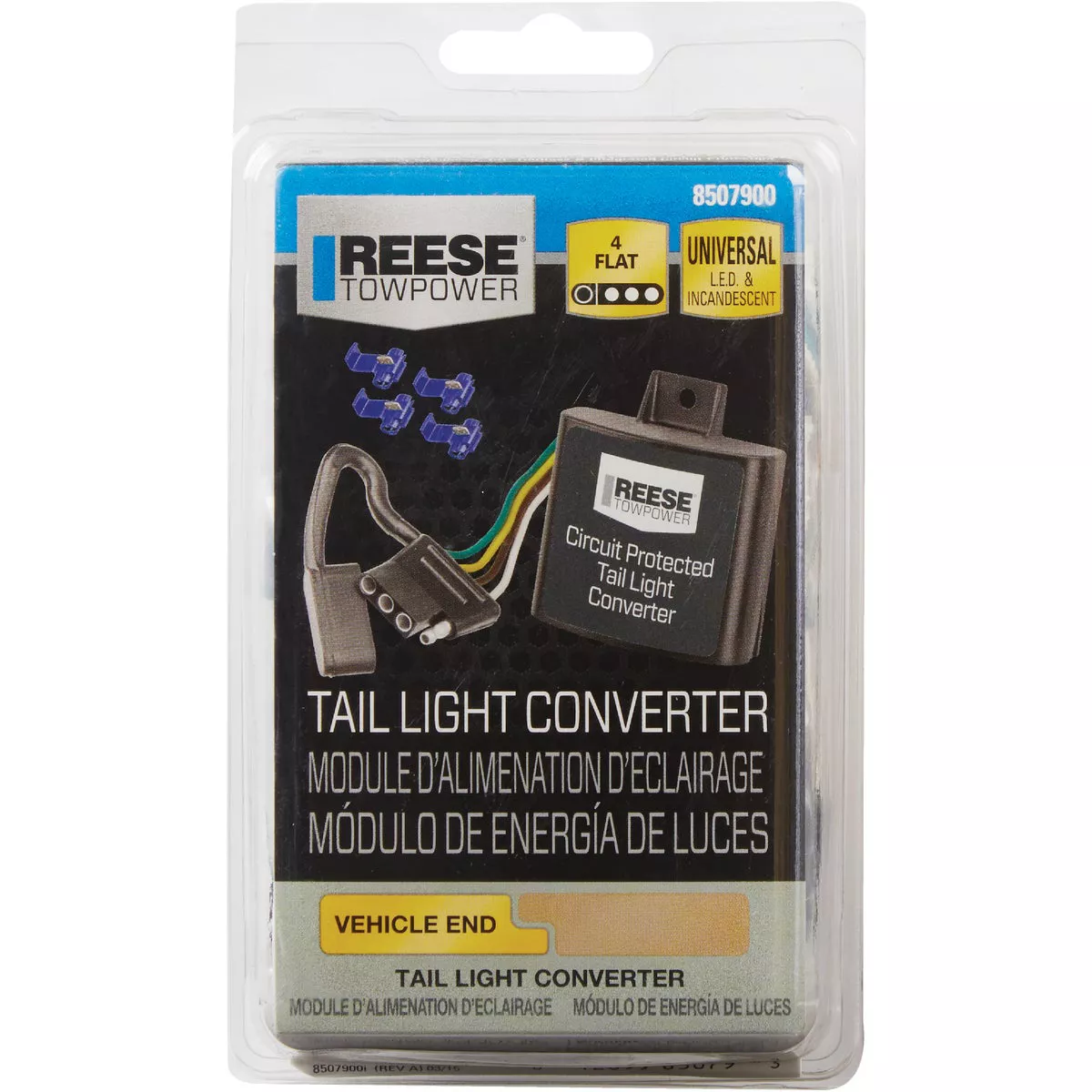 Reese Towpower 2.1A 72 In. Vehicle Taillight Converter with 4-Wire Flat Extension