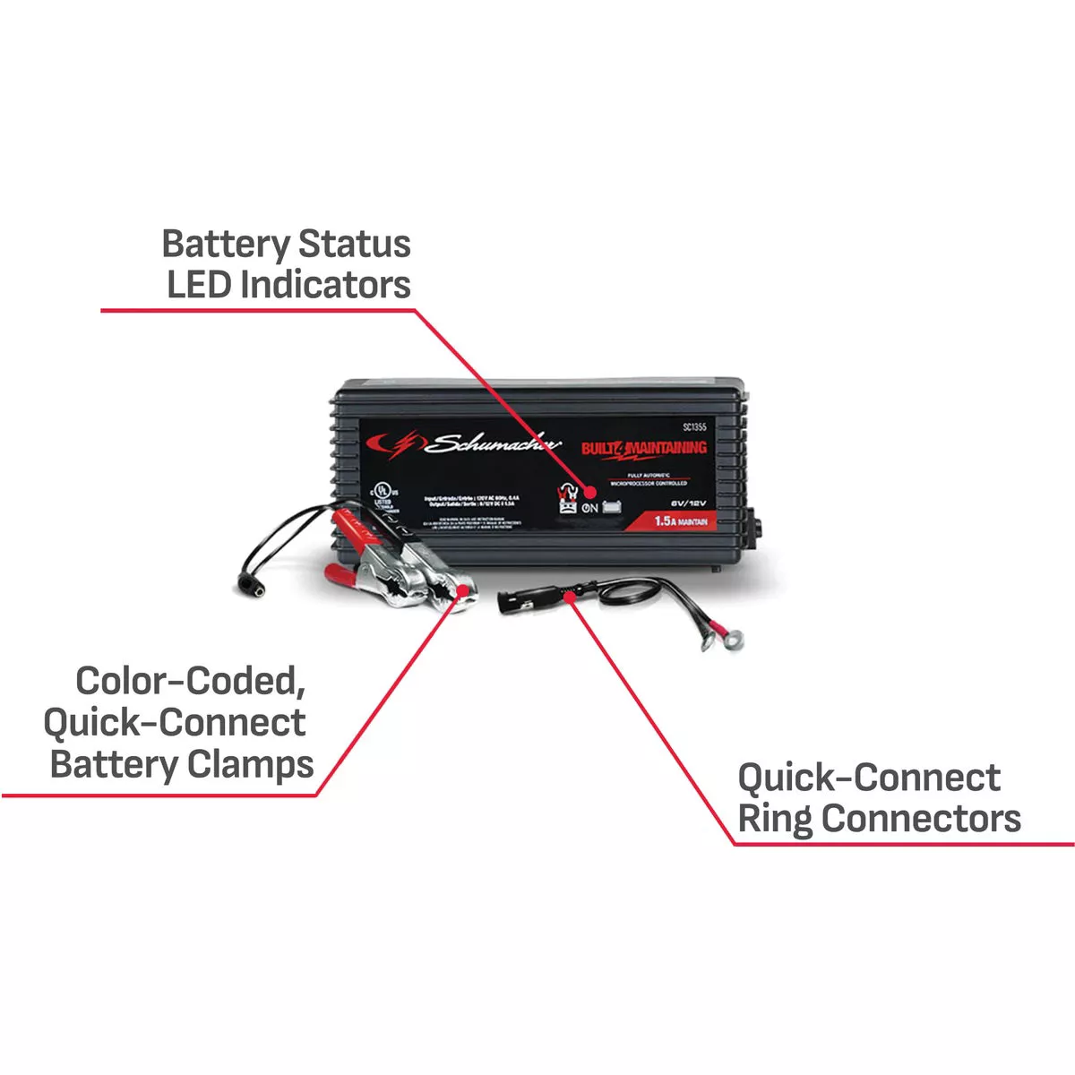 Schumacher Automatic 6V and 12V 1.5A Auto Battery Charger/Maintainer - photo 2