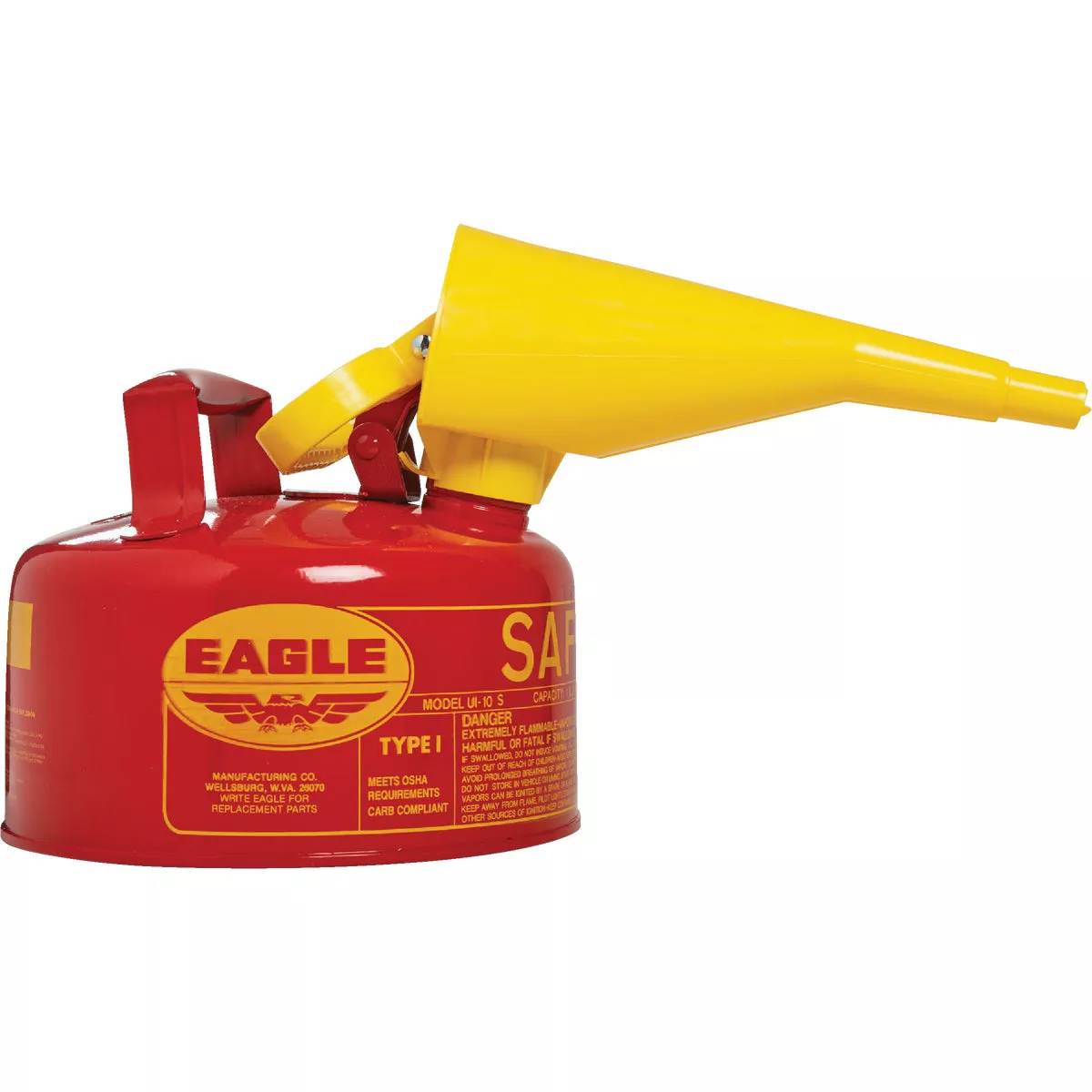 Eagle 1 Gal. Type I Galvanized Steel Gasoline Safety Fuel Can, Red - photo 2