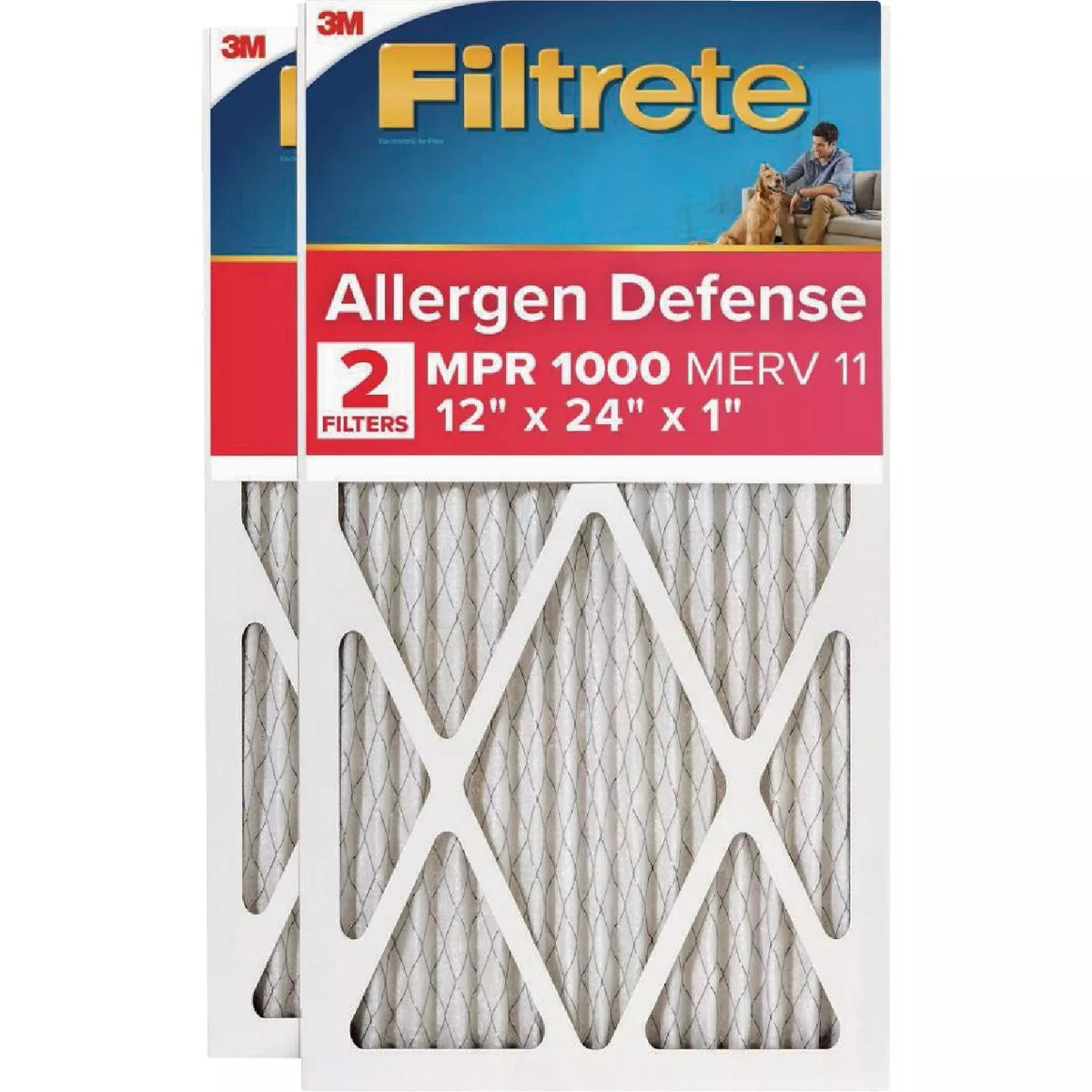 3M Filtrete Allergen Defense 12 In. x 24 In. x 1 In. Electrostatic Air Conditioner Filter