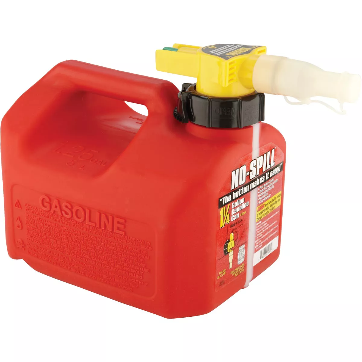 No-Spill 1-1/4 Gal. Plastic Gasoline Fuel Can, Red - photo 2