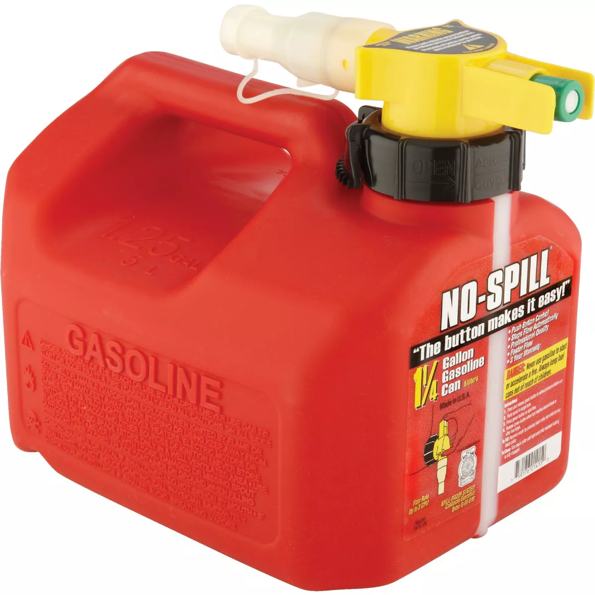 No-Spill 1-1/4 Gal. Plastic Gasoline Fuel Can, Red - photo 4