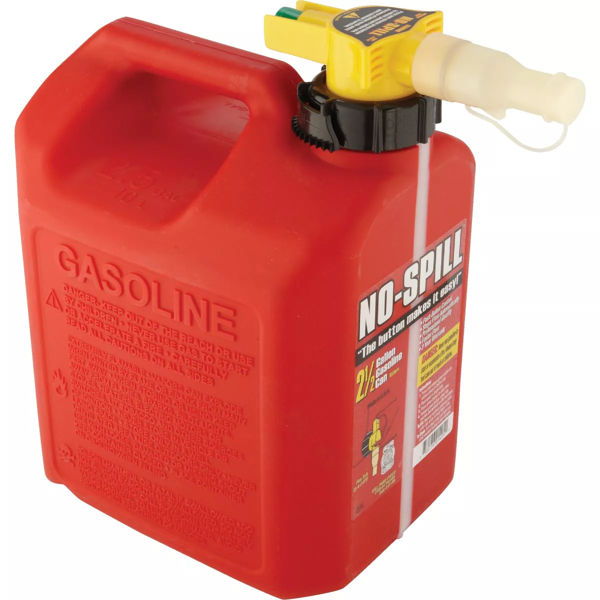 No-Spill 2-1/2 Gal. Plastic Gasoline Fuel Can, Red - photo 2