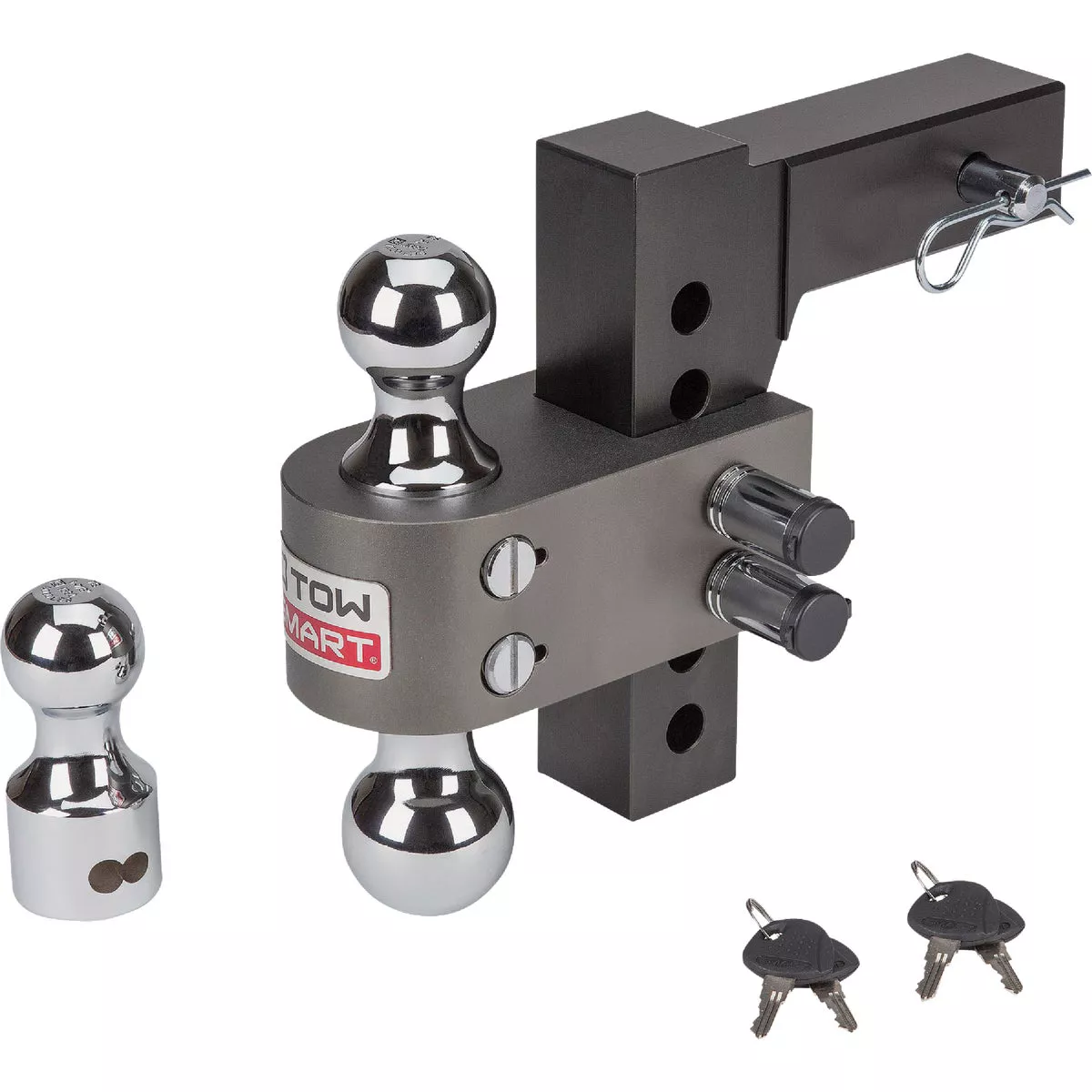TowSmart 6 In. Drop Adjustable Tri-Ball Mount with Interchangeable Hitchballs, 12,000 Lb. Capacity