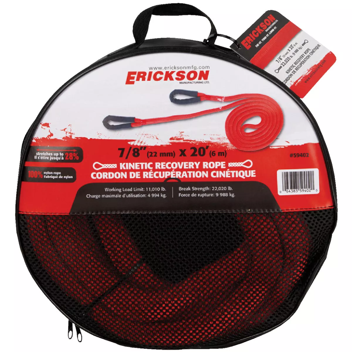 Erickson 7/8 In. x 20 Ft. 22,020 Lb. Kinetic Recovery Rope - photo 2