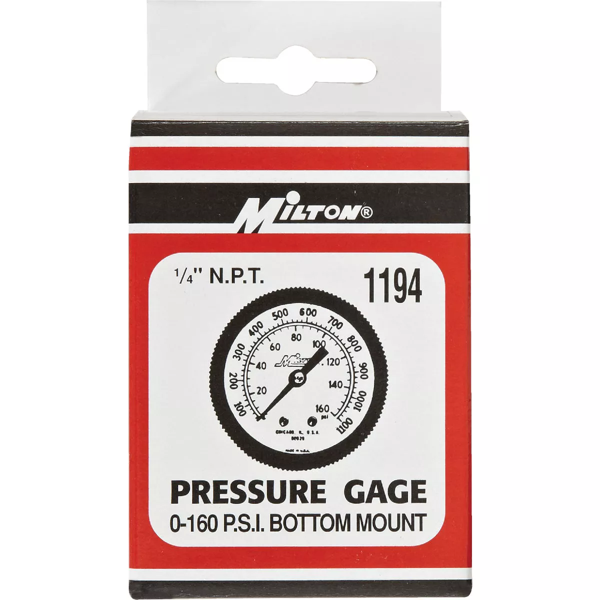 Milton 1/4 In. NPT Bottom Mount Pressure Gauge - photo 2