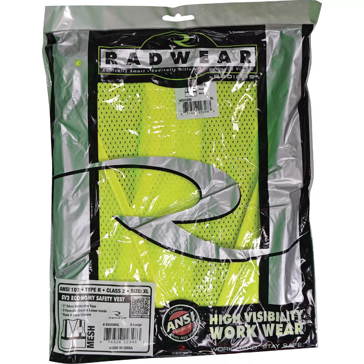 Safety Works Professional ANSI Class 2 Hi Vis Lime Mesh Safety Vest, 1 Size Fits Most - photo 2