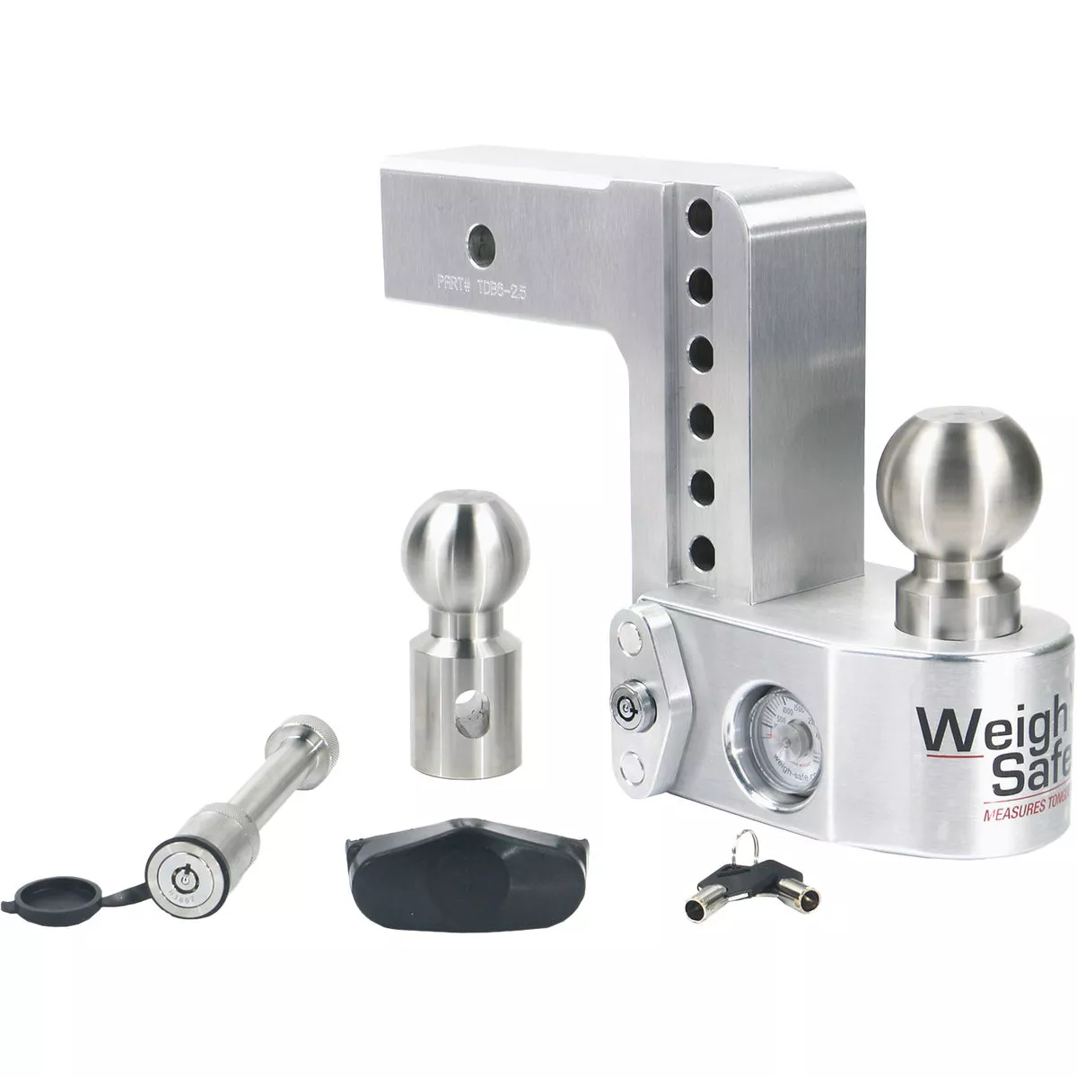 Weigh Safe 6 In. Adjustable Hitch Ball Mount with Built in Weight Scale