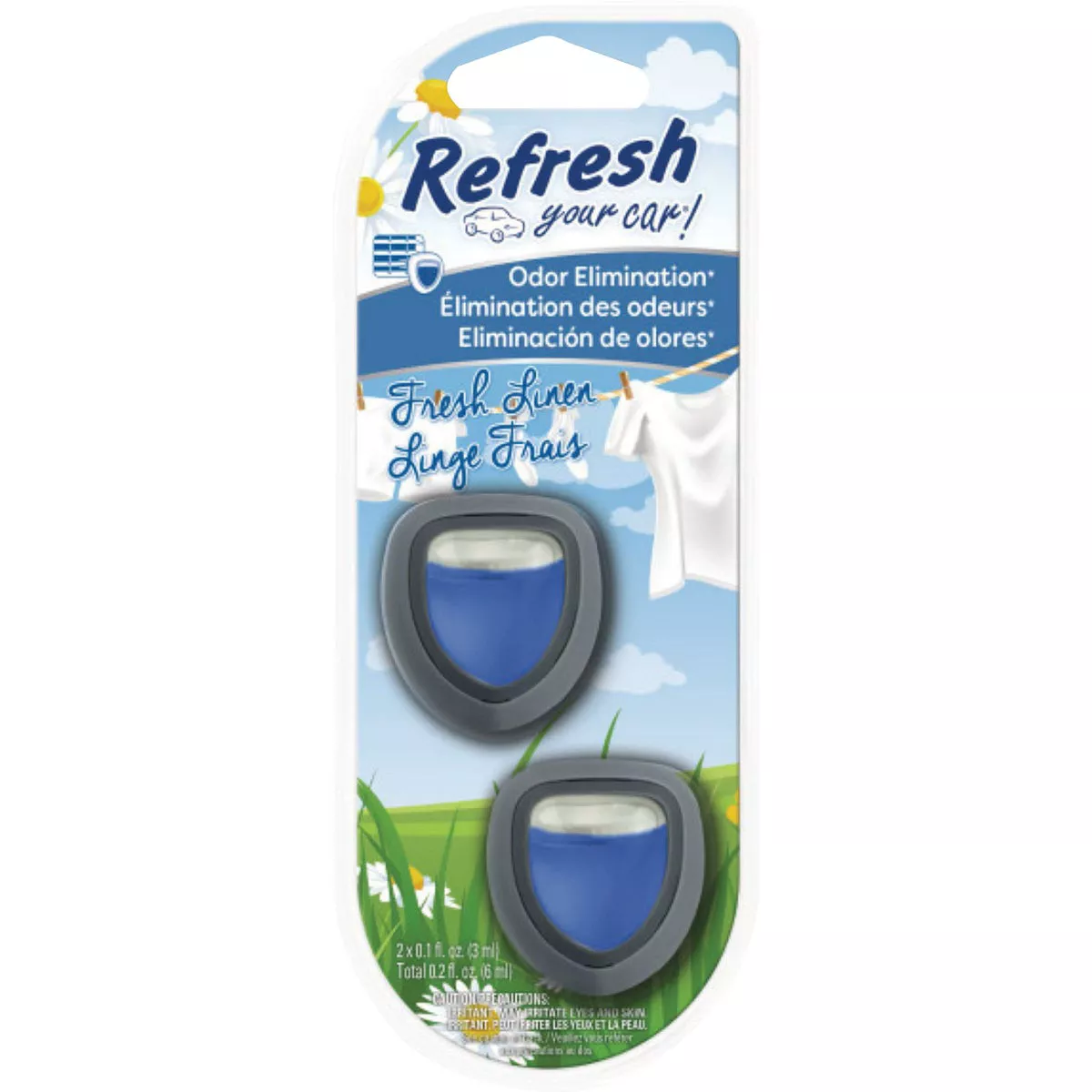 Refresh Your Car Diffuser Air Freshner, Fresh Linen (2-Pack)