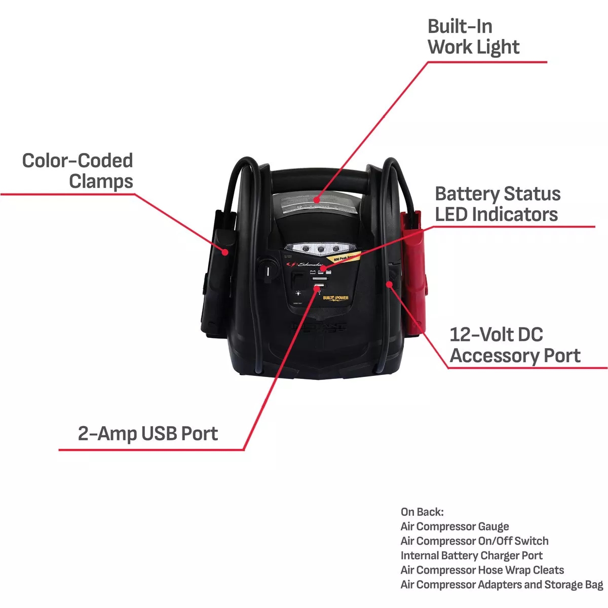 Schumacher 800A Jump Start System and Air Compressor - photo 2