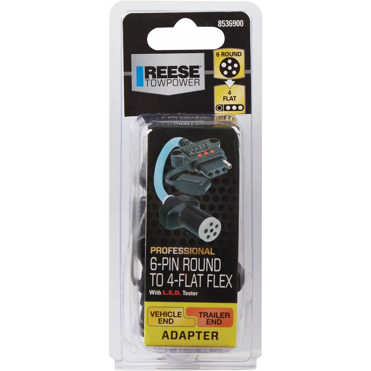 Reese Towpower Professional 6-Pin Round to 4-Flat Flex Plug-In Adapter with LED Tester - photo 2