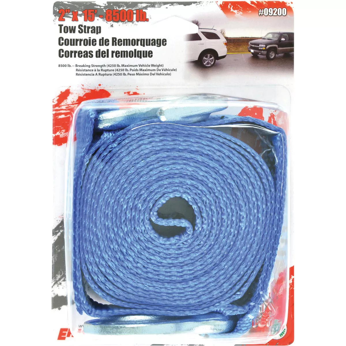Erickson 2 In. x 15 Ft. 4250 Lb. Polyester Tow Strap with Hooks, Blue ...