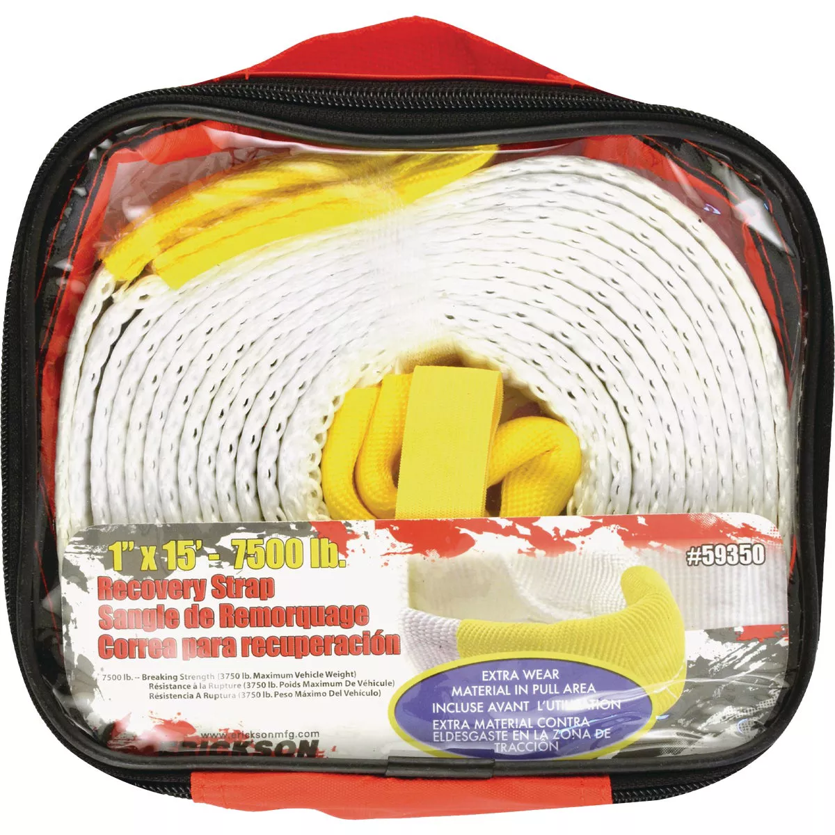 Erickson 1 In. x 15 Ft. 3750 Lb. Polyester Recovery Tow Strap, White - photo 2