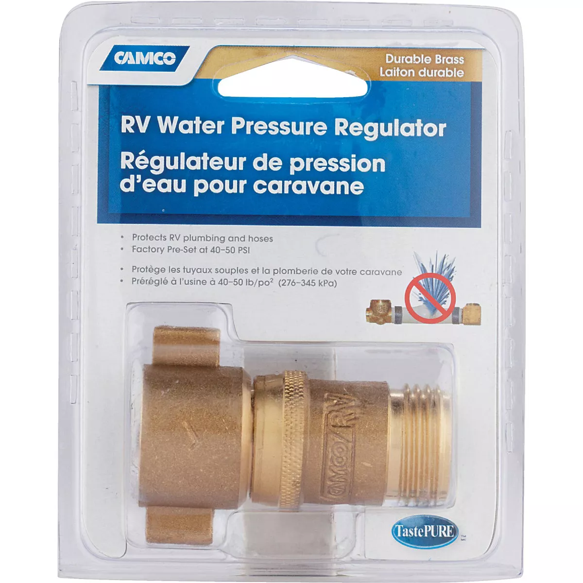 Camco 3/4 In. 40 - 50 psi Brass RV Water Regulator - photo 2