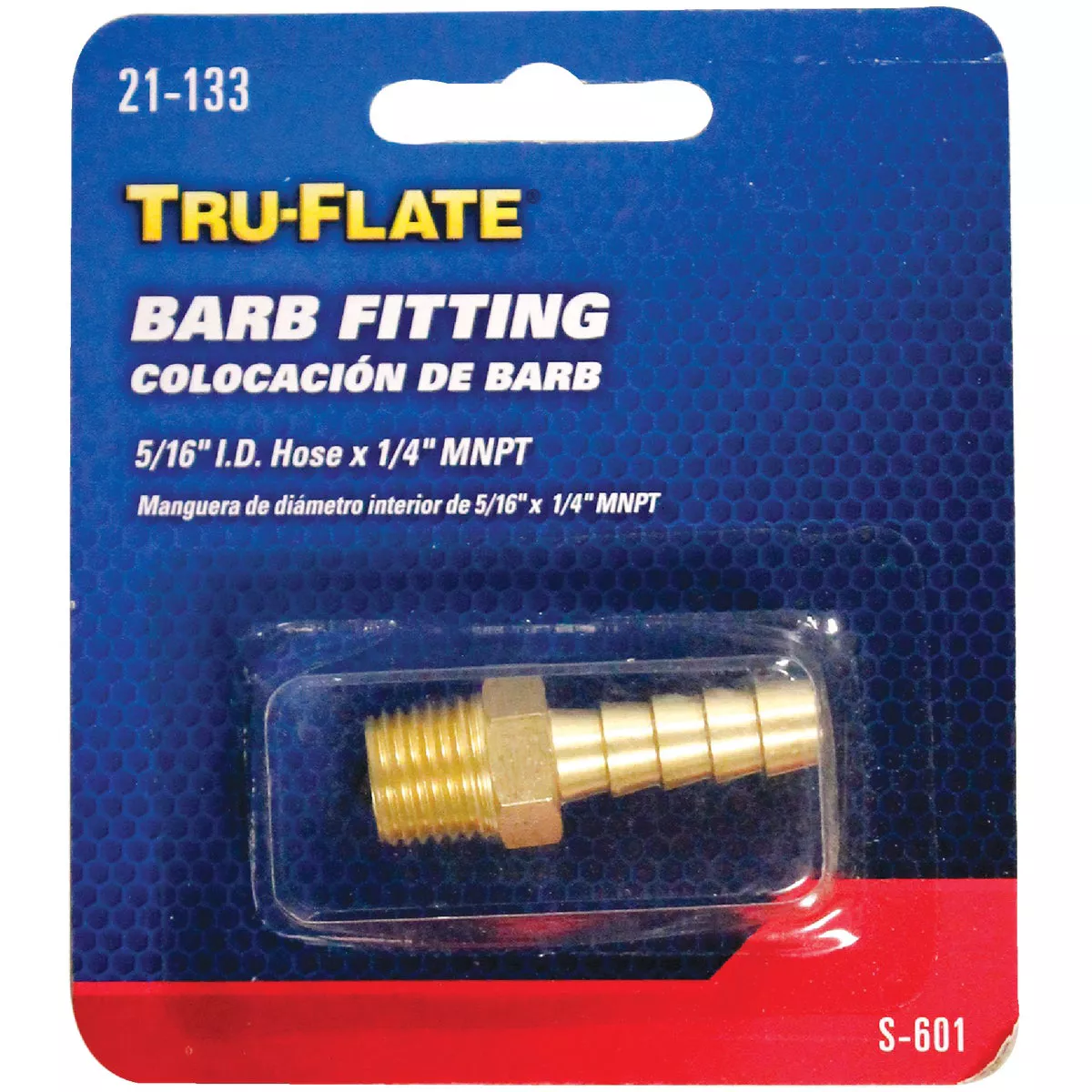 Tru-Flate 5/16 In. Barb 1/4 In. MNPT Brass Hose End - photo 2