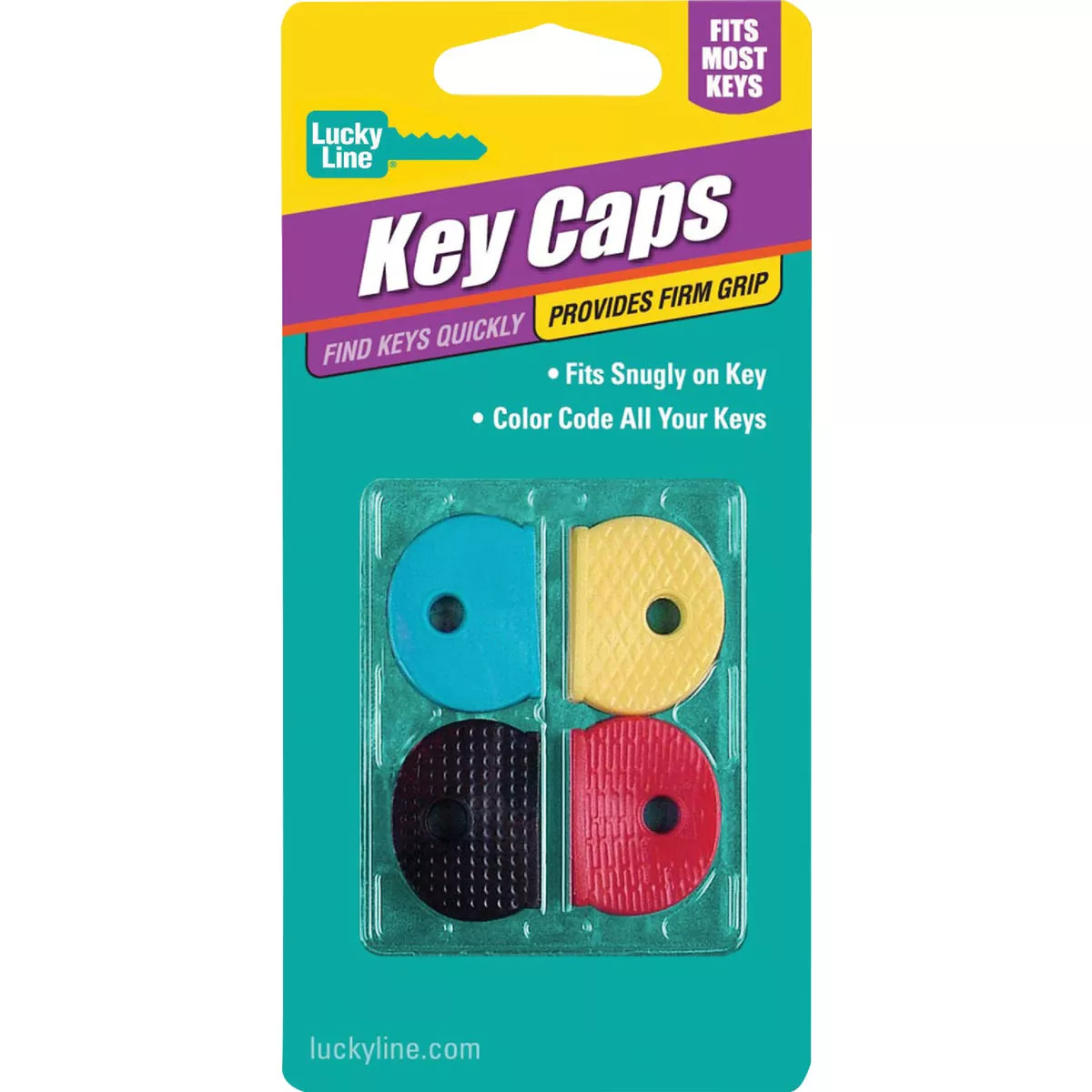Lucky Line Vinyl Key Identifier Cap, Assorted Colors (4-Pack) - photo 2