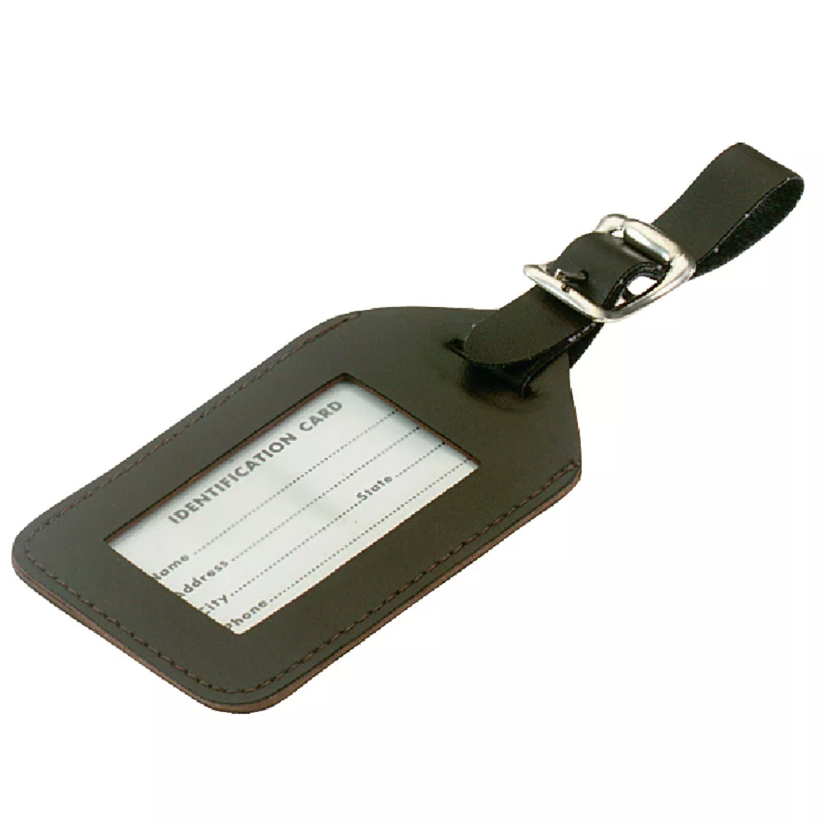 Lucky Line Simulated Leather I.D. Luggage Tag, Black or Brown (Cannot Specify Color)