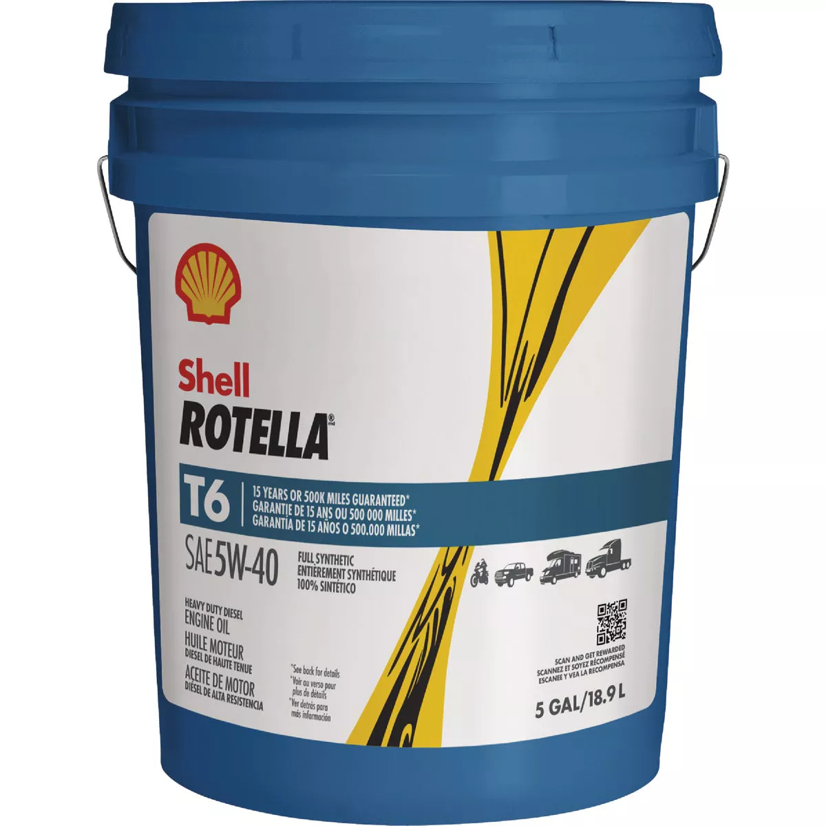 Rotella Shell T6 5W40 Oil, 5 Gal.