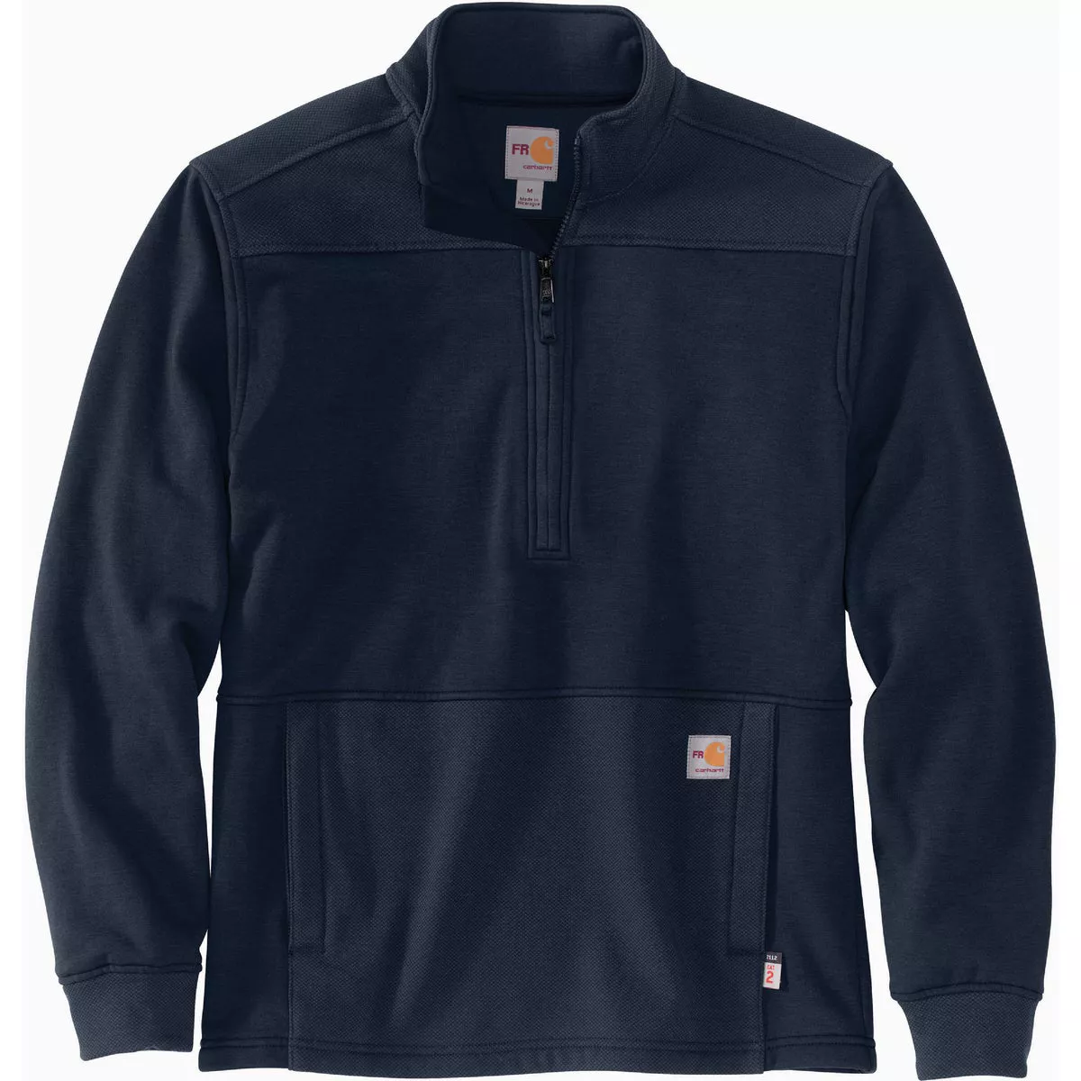 Carhartt Rain Defender Men's 2XL Regular Navy Mock-Neck Fleece Pullover, Relaxed Fit